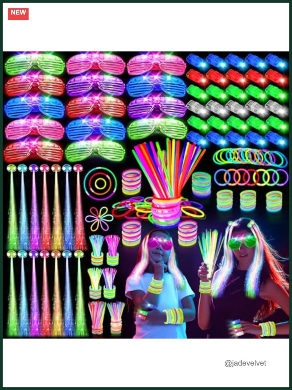 158 Pcs Glow in the Dark Party Favors LED Glasses Finger Lights Hair Glow Stick